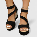 Cross Strap Platform Wedge Sandals