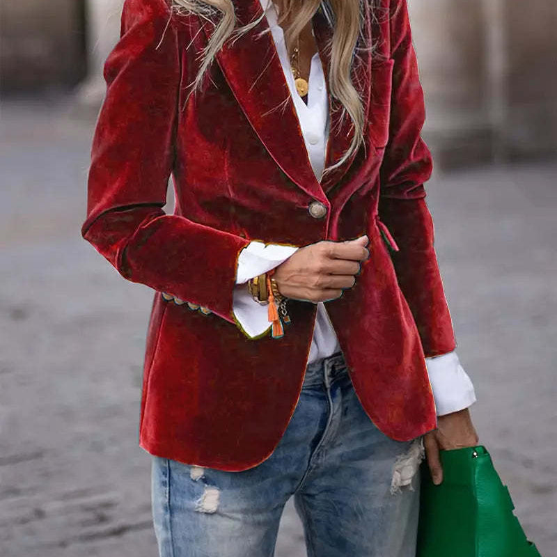 Women's Fitted Velvet Blazer