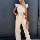 Wide-Leg Jumpsuit Butterfly Sleeves