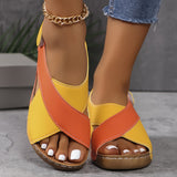 Cross Strap Platform Wedge Sandals