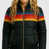 Rainbow Stripe Hooded Puffer Jacket