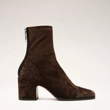 Women's Brown Suede-Look Block Heel Ankle Boots