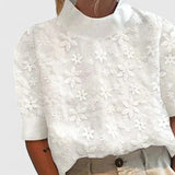 Floral Embroidered Short Sleeve Blouse