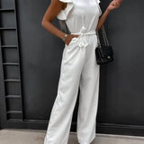 Wide-Leg Jumpsuit Butterfly Sleeves