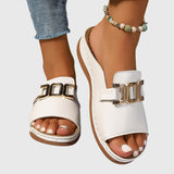 Double Buckle Platform Slide Sandals