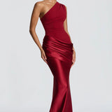 One Shoulder Ruched Maxi Dress