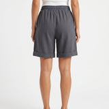 Women's Wide-Leg Elastic Waist Cotton Blend Shorts