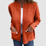 Women's Ribbed Knit Zip-Up Cardigan with Pockets