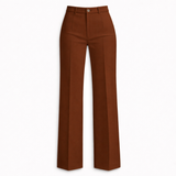 Women's High-Waist Wide-Leg Polyester Trousers