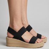 Elastic Strap Platform Wedge Sandals
