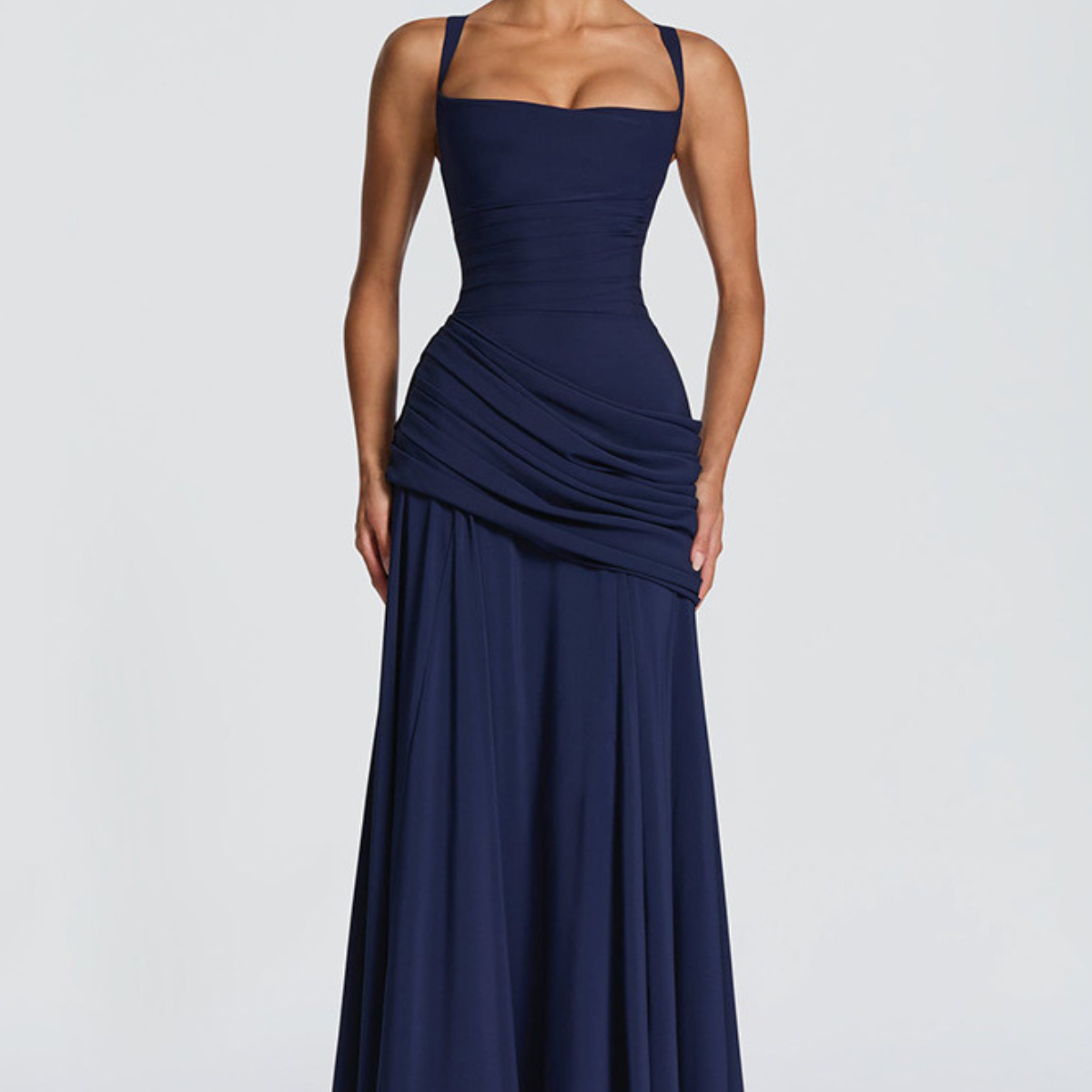 Strapless Draped Maxi Dress