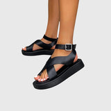 Adjustable Cross Strap Platform Sandals