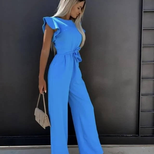 Wide-Leg Jumpsuit Butterfly Sleeves