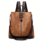 Women's Anti-Theft Faux Leather Convertible Backpack