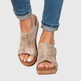 Cutout Platform Wedge Sandals