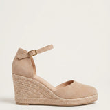 Women's Closed-Toe Ankle Strap Jute Wedge Espadrilles