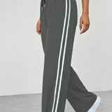 Women's Wide Leg Side Stripe Drawstring Trousers