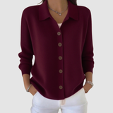Women's Collared Knit Button-Front Cardigan
