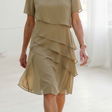 Elarisse | Ruffle Midi Dress Flowing Timeless Comfort Elegance
