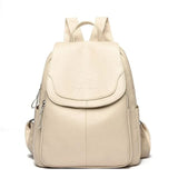Women's Faux Leather Flap Backpack with Adjustable Straps