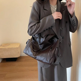 Women's Faux Leather Shoulder Bag with Detachable Strap