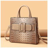 Women's Croco Print Handbag with Buckle