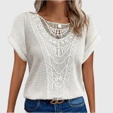 Crochet Knit Short Sleeve Blouse