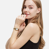Women's Vintage Quartz Watch Square Stainless Steel Case