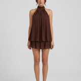 Halter Neck Layered Mini Dress