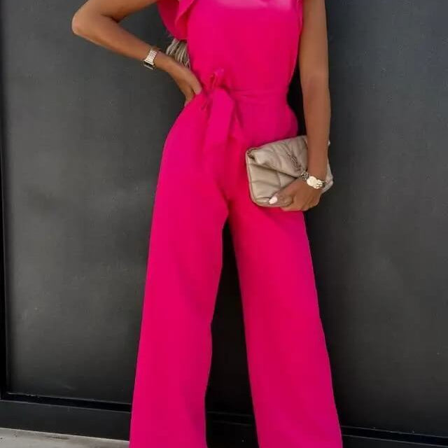 Wide-Leg Jumpsuit Butterfly Sleeves