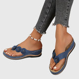 Floral Wedge Flip Flop Sandals