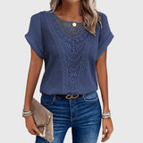 Crochet Knit Short Sleeve Blouse