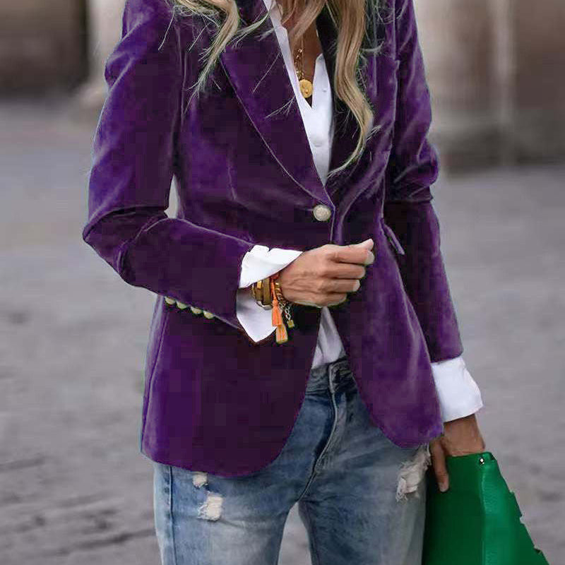 Women's Fitted Velvet Blazer