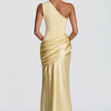 One Shoulder Ruched Maxi Dress