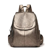 Women's Faux Leather Flap Backpack with Adjustable Straps
