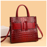 Women's Croco Print Handbag with Buckle