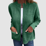 Women's Ribbed Knit Zip-Up Cardigan with Pockets