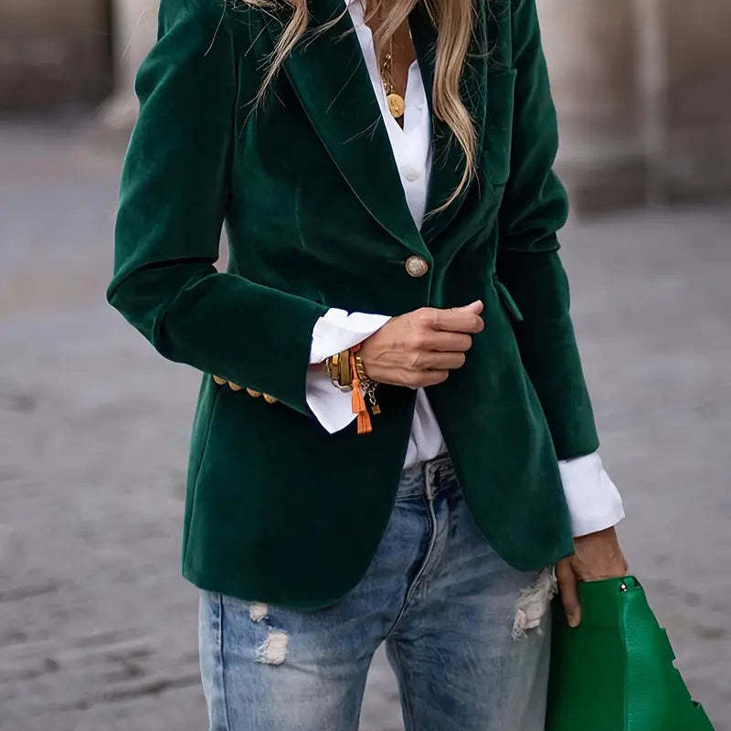 Women's Fitted Velvet Blazer
