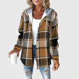 Hooded Plaid Sherpa Shacket