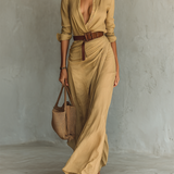 Elvira | Belted Lapel Maxi Dress