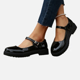 Women's Glossy Leather-Look Mary Jane Loafers