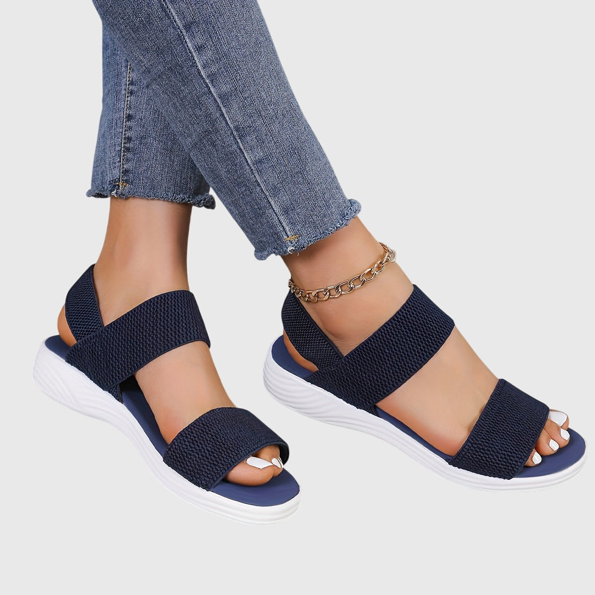 Elastic Cross Strap Platform Sandals