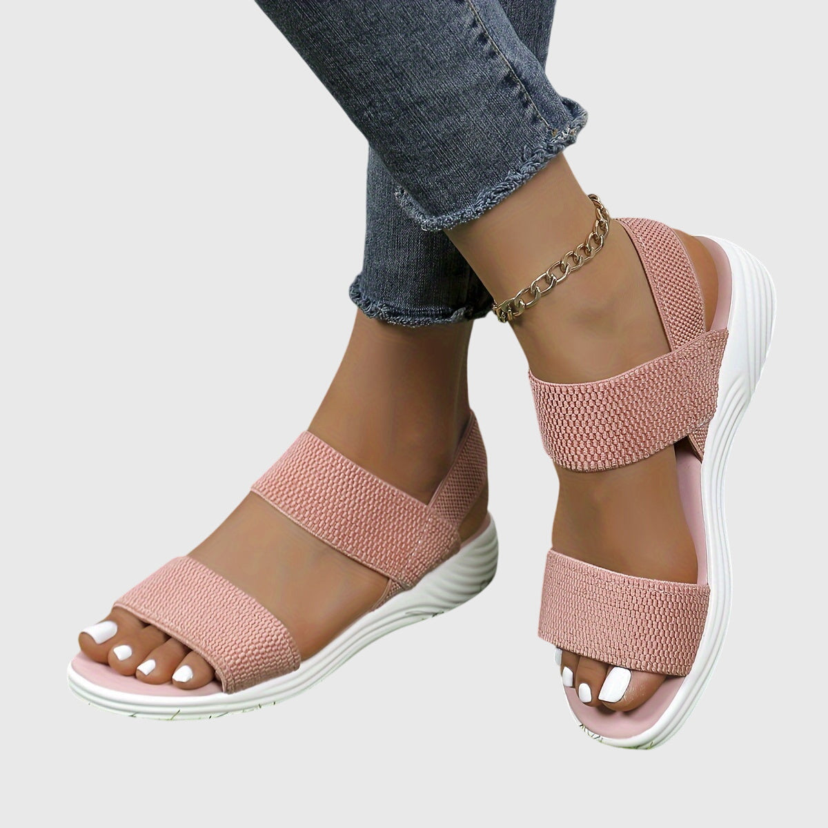 Elastic Cross Strap Platform Sandals