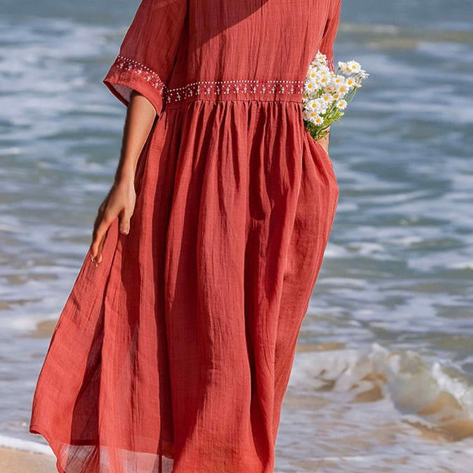 Gathered Waist Maxi Dress