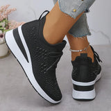 Women's Rhinestone Chunky Platform Lace-Up Sneakers