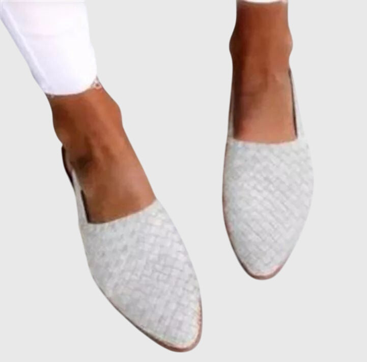 Woven Pointed Toe Flat Mules