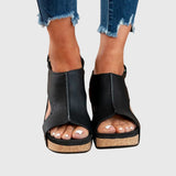 Cutout Platform Wedge Sandals