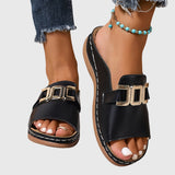 Double Buckle Platform Slide Sandals