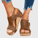 Cutout Platform Wedge Sandals