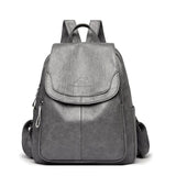 Women's Faux Leather Flap Backpack with Adjustable Straps
